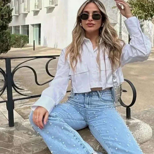 EB | Bequeme Cropped Hemd für Frauen