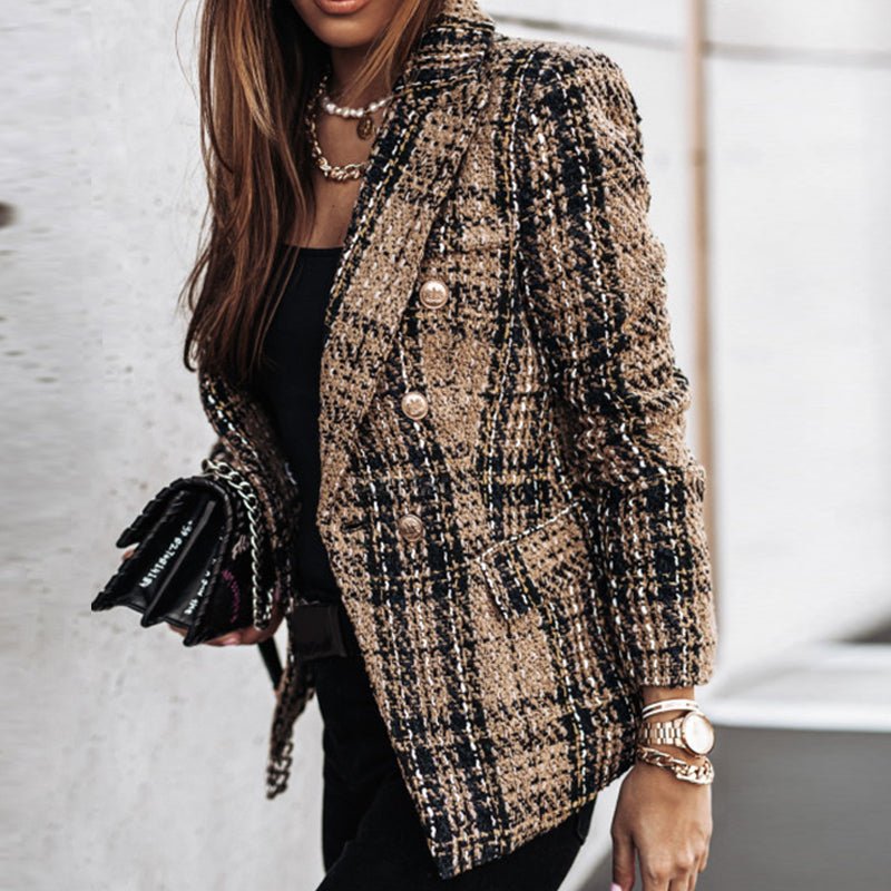 EB | Langarm Kariert Blazer - Strick