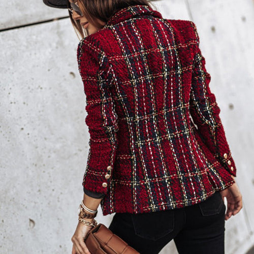 EB | Langarm Kariert Blazer - Strick