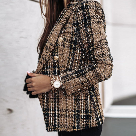 EB | Langarm Kariert Blazer - Strick