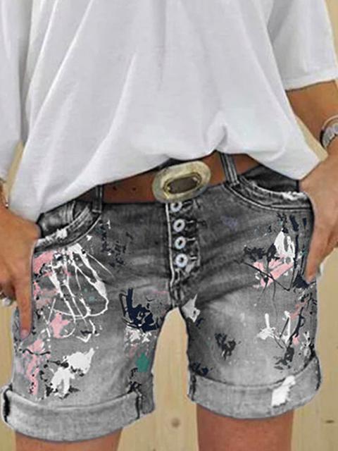 EB | Multi Knopf-Druck Denimshorts