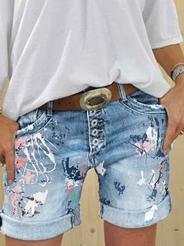 EB | Multi Knopf-Druck Denimshorts