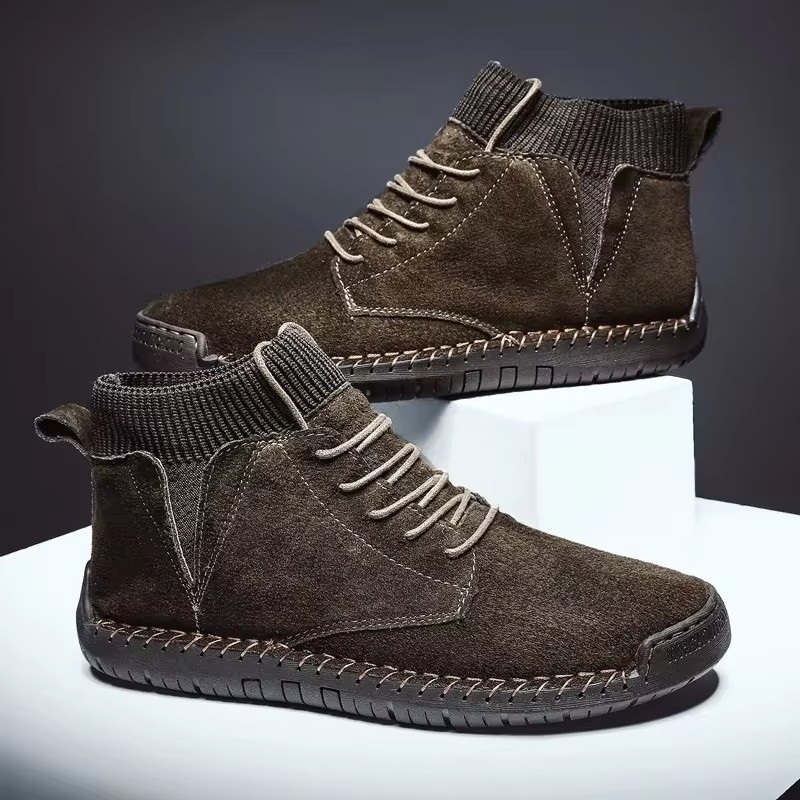 Retro-Wildlederschuhe mit Ripp- und Stichmuster EB EB