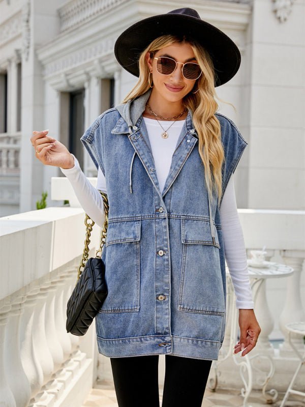 EB | Neues Denim-Weste Sommermode-Trend Denim Ärmellose Weste