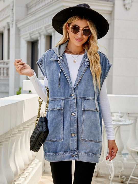 EB | Neues Denim-Weste Sommermode-Trend Denim Ärmellose Weste