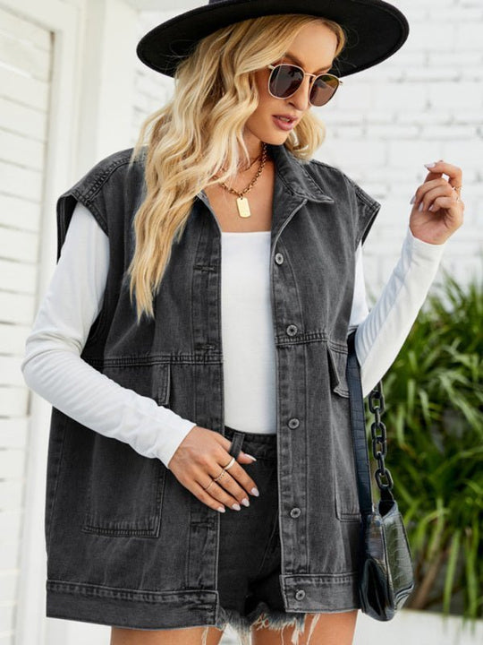 EB | Neues Denim-Weste Sommermode-Trend Denim Ärmellose Weste