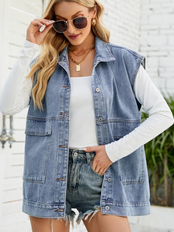 EB | Neues Denim-Weste Sommermode-Trend Denim Ärmellose Weste