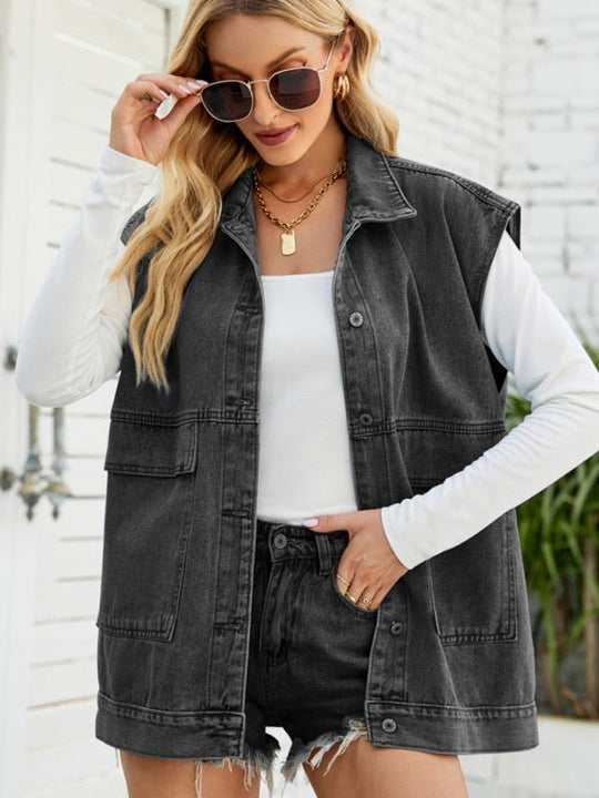 EB | Neues Denim-Weste Sommermode-Trend Denim Ärmellose Weste