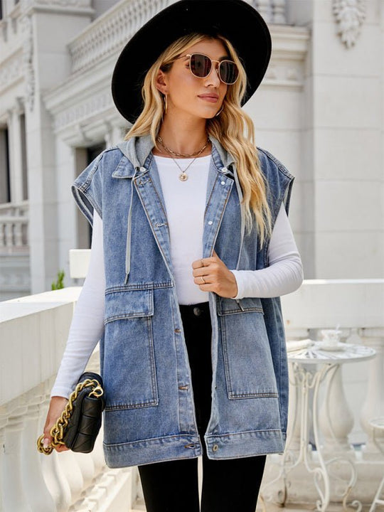 EB | Neues Denim-Weste Sommermode-Trend Denim Ärmellose Weste