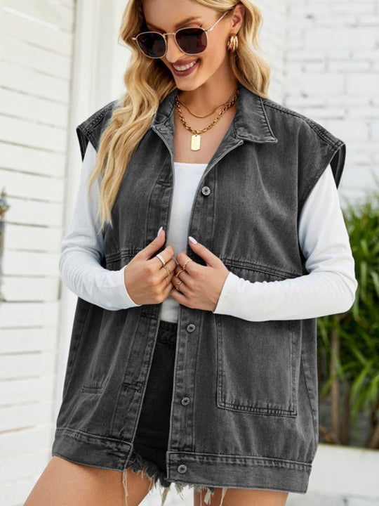 EB | Neues Denim-Weste Sommermode-Trend Denim Ärmellose Weste