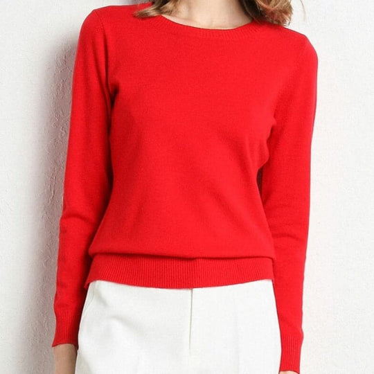 EB | Sweatshirt Weiche Wollmischung Runder Ausschnitt Lange Ärmel Bequeme Passform