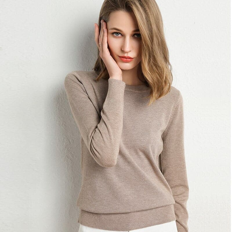 EB | Sweatshirt Weiche Wollmischung Runder Ausschnitt Lange Ärmel Bequeme Passform