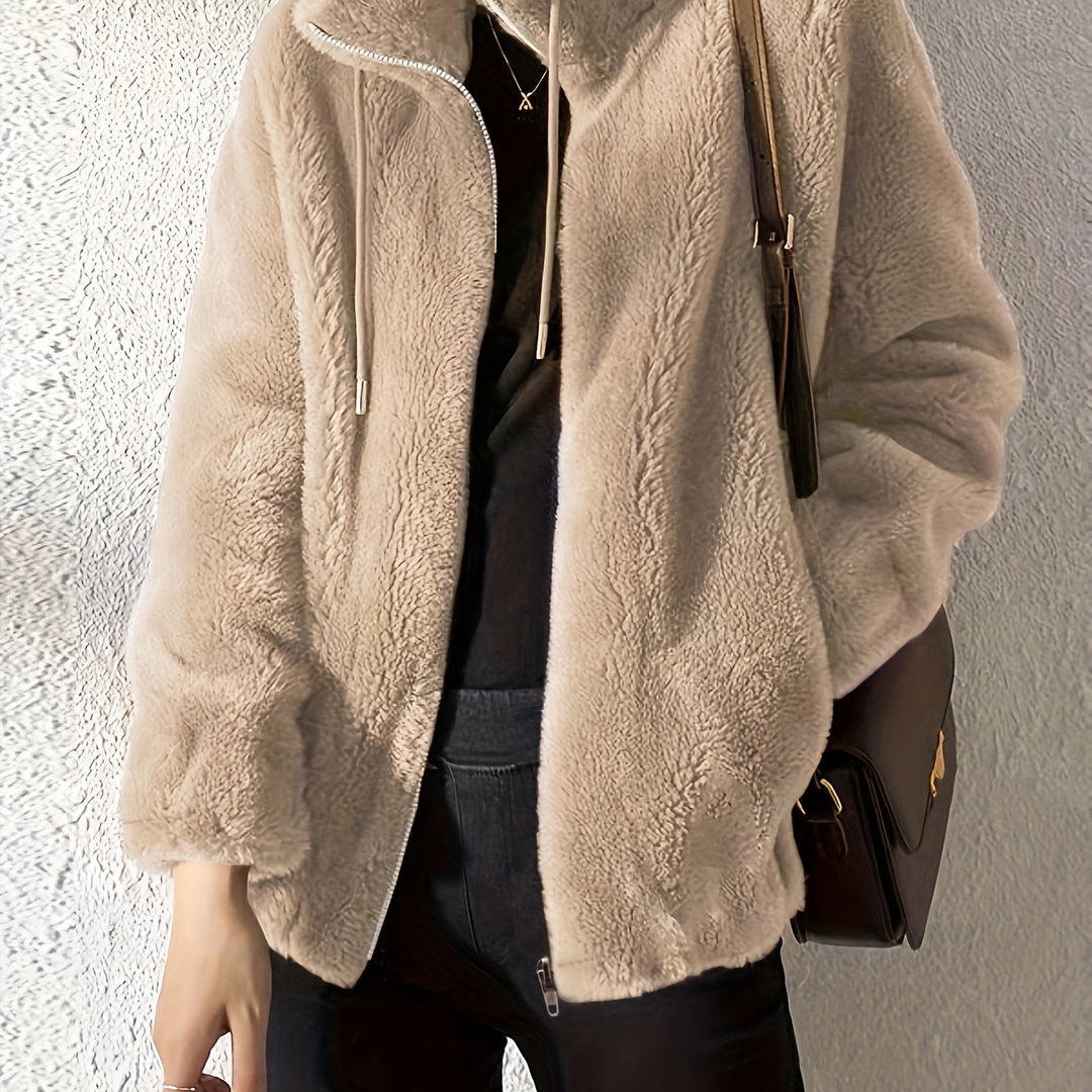 EB | Lässige Warme Teddy-Jacke mit Kordelzug und Reißverschluss
