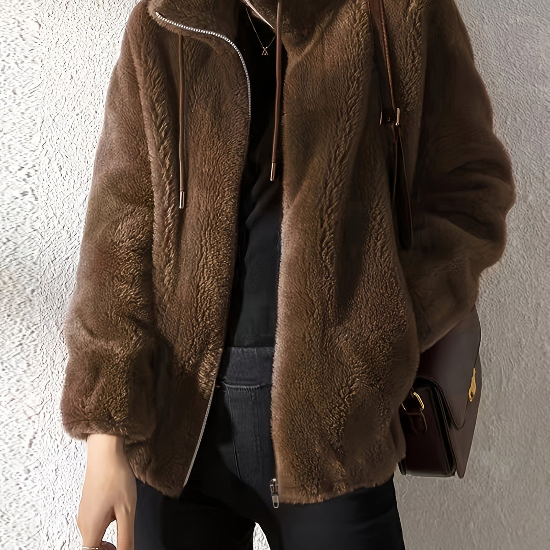 EB | Lässige Warme Teddy-Jacke mit Kordelzug und Reißverschluss
