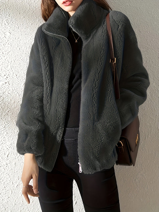 EB | Lässige Warme Teddy-Jacke mit Kordelzug und Reißverschluss
