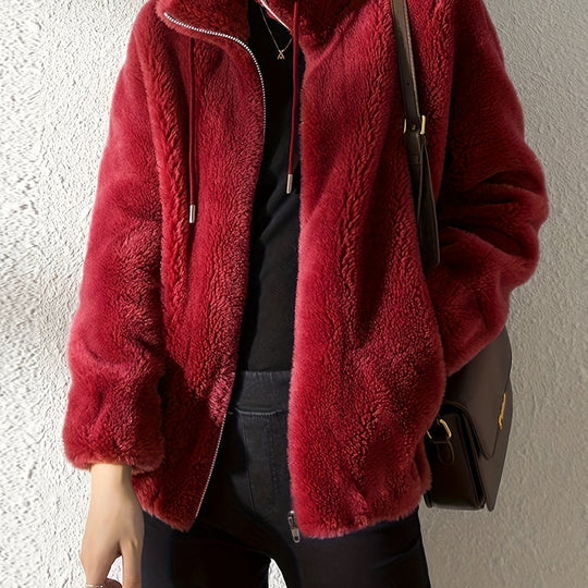 EB | Lässige Warme Teddy-Jacke mit Kordelzug und Reißverschluss