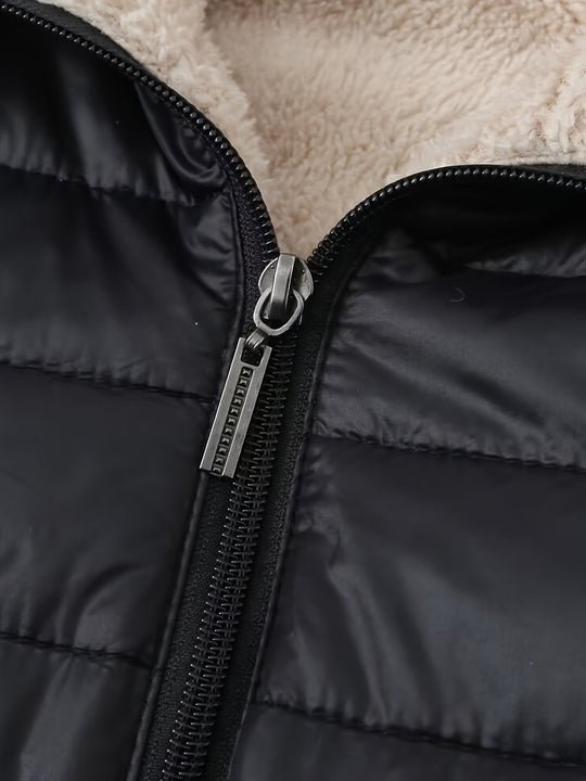 EB | Warme Puffy-Jacke mit Reißverschluss und Kunstpelzfutter