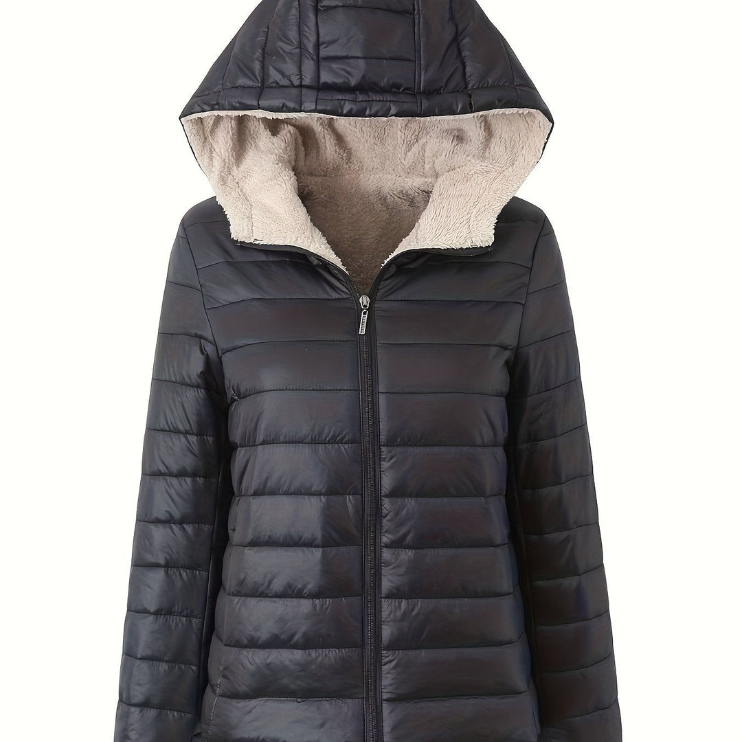 EB | Warme Puffy-Jacke mit Reißverschluss und Kunstpelzfutter