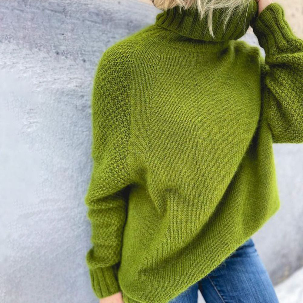 EB | Übergroßer Strickrollkragenpullover In Grasgrün