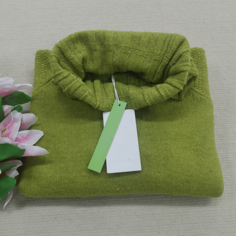 EB | Übergroßer Strickrollkragenpullover In Grasgrün