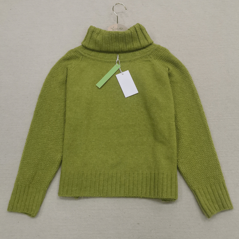 EB | Übergroßer Strickrollkragenpullover In Grasgrün
