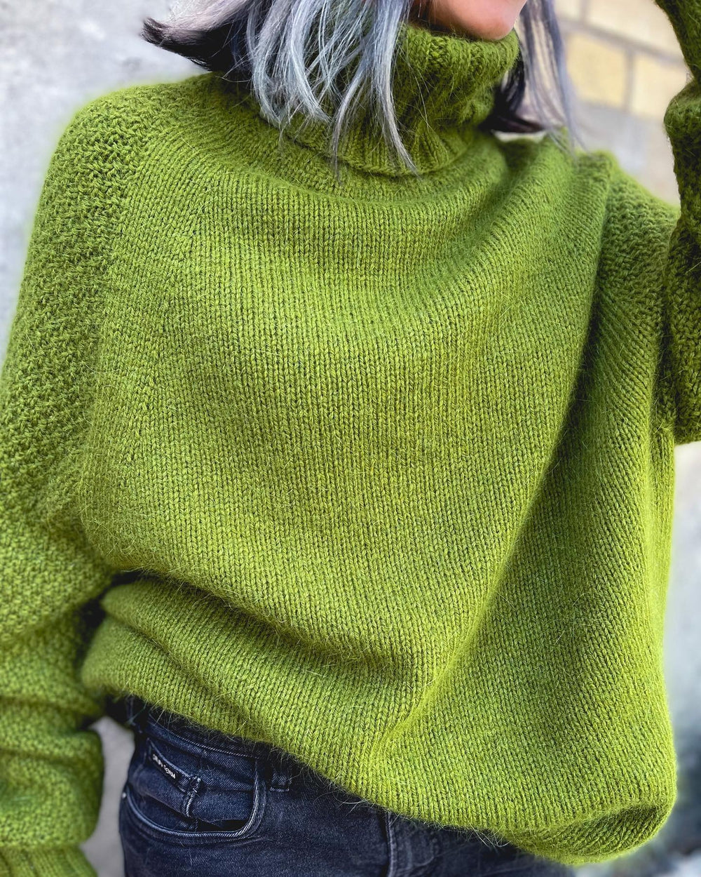 EB | Übergroßer Strickrollkragenpullover In Grasgrün