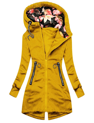 EB | Damen Wasserdichte Regenjacke Mit Kapuze Und Blumenmuster | Perfekt Für Outdoor Aktivitäten