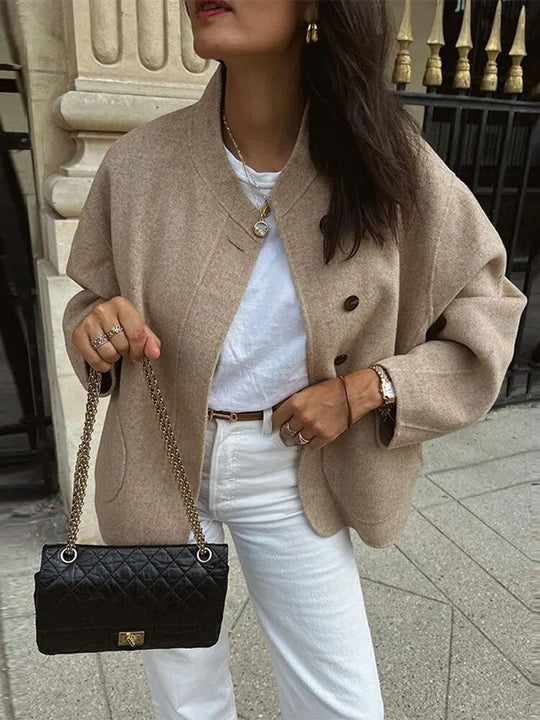 EB | Chic Kurze Wolljacke Wollmischung Elegant und Lässig