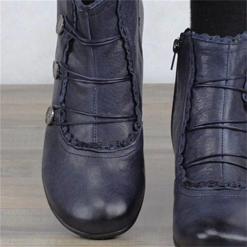 EB | Damen Viktorianische Schnür-Stiefeletten mit Spitzenbesatz