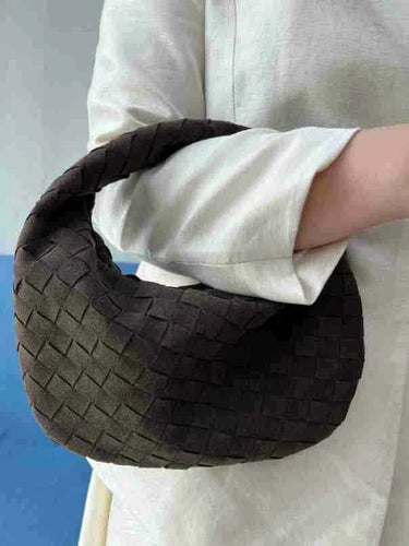 EB | Stilvolle Braune Geflochtene Handtasche