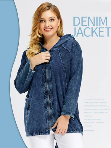EB | Oversized Curve Champion Denim Hoodie Pullover