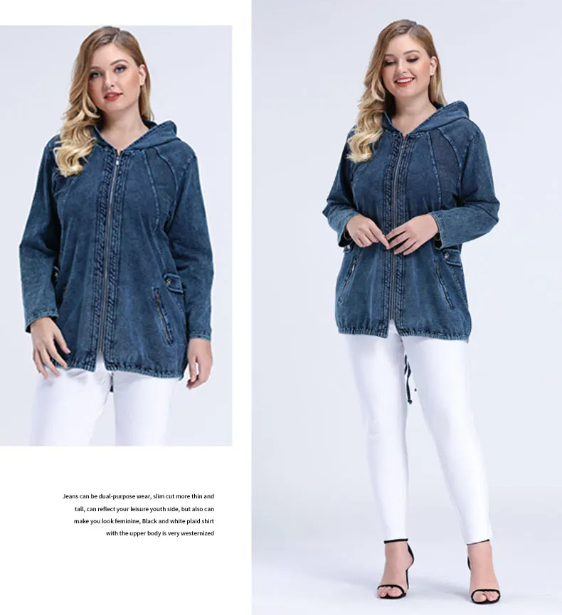 EB | Oversized Curve Champion Denim Hoodie Pullover