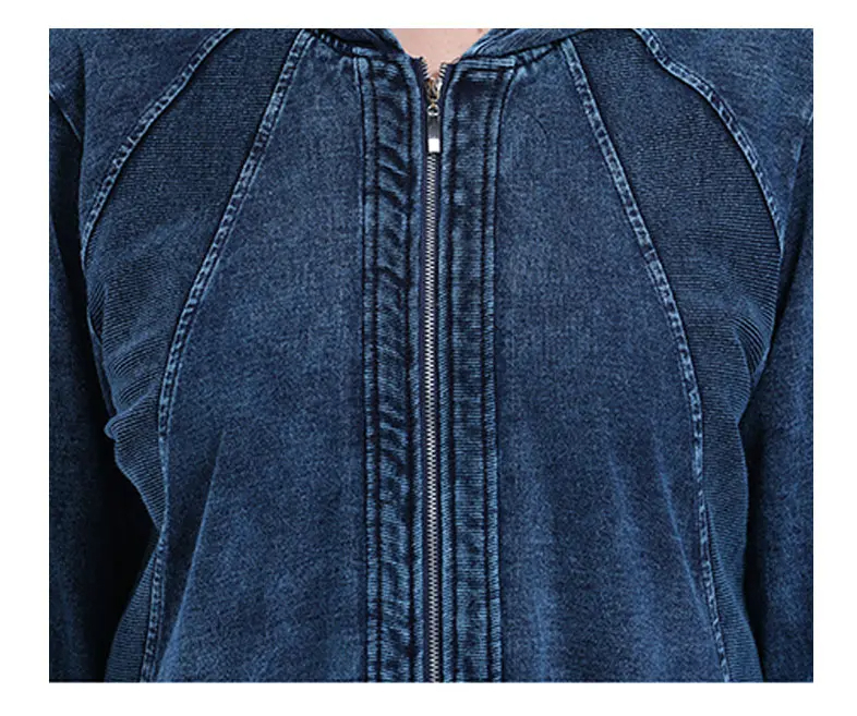 EB | Oversized Curve Champion Denim Hoodie Pullover