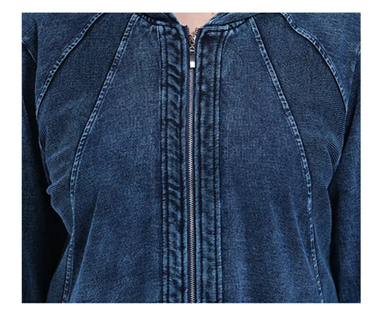 EB | Oversized Curve Champion Denim Hoodie Pullover