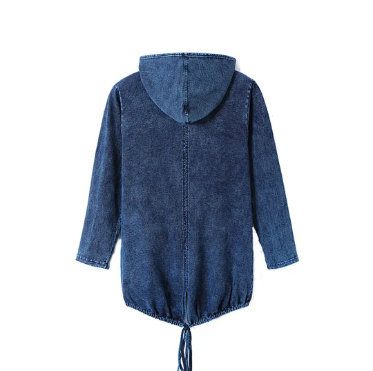 EB | Oversized Curve Champion Denim Hoodie Pullover