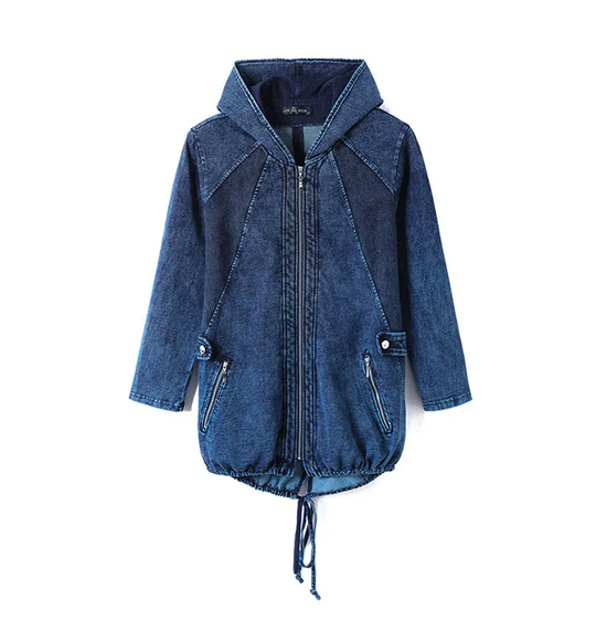 EB | Oversized Curve Champion Denim Hoodie Pullover