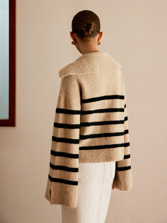 EB | Übergroßer Gestreifter Pullover für Frauen