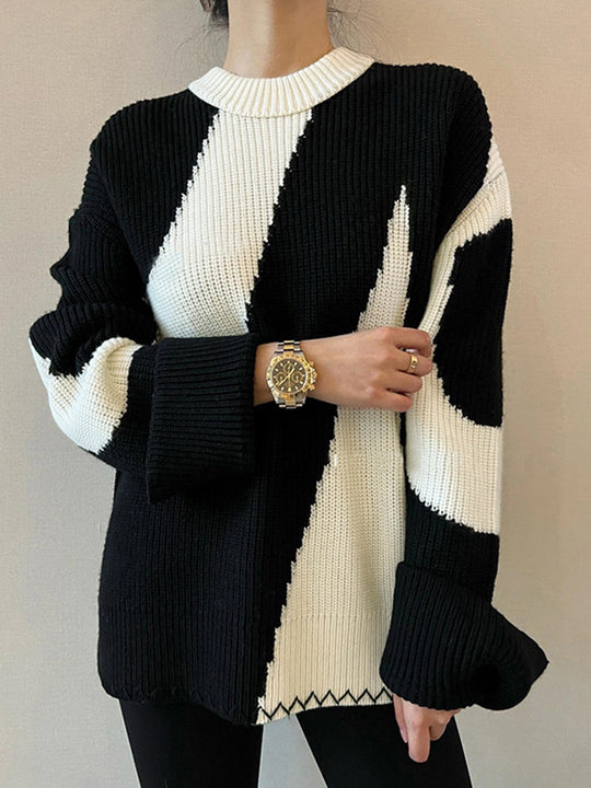 EB | Übergroßer Zebra-Print-Pullover für Frauen