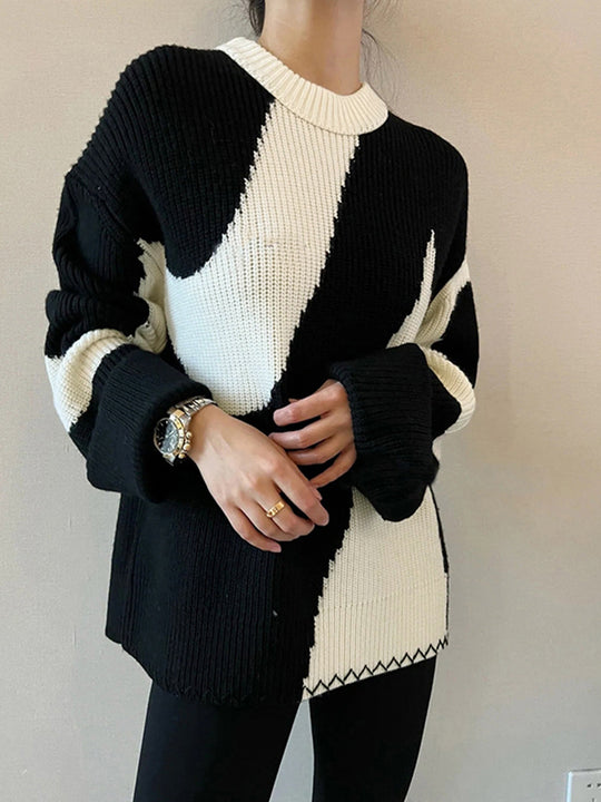 EB | Übergroßer Zebra-Print-Pullover für Frauen