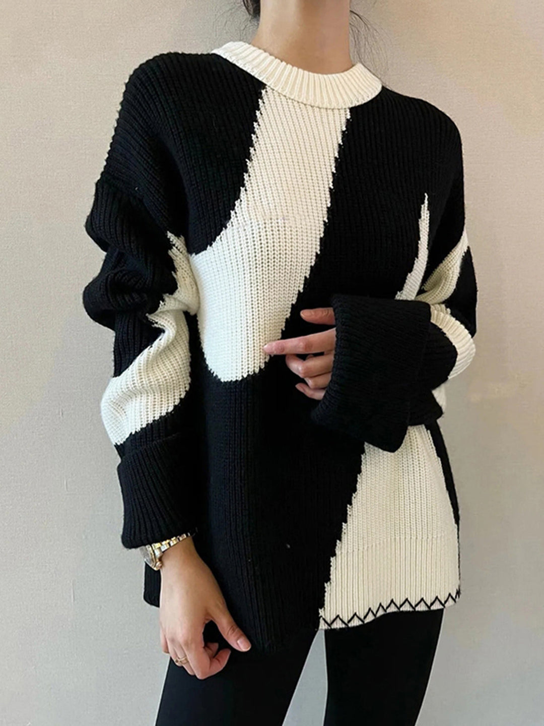 EB | Übergroßer Zebra-Print-Pullover für Frauen