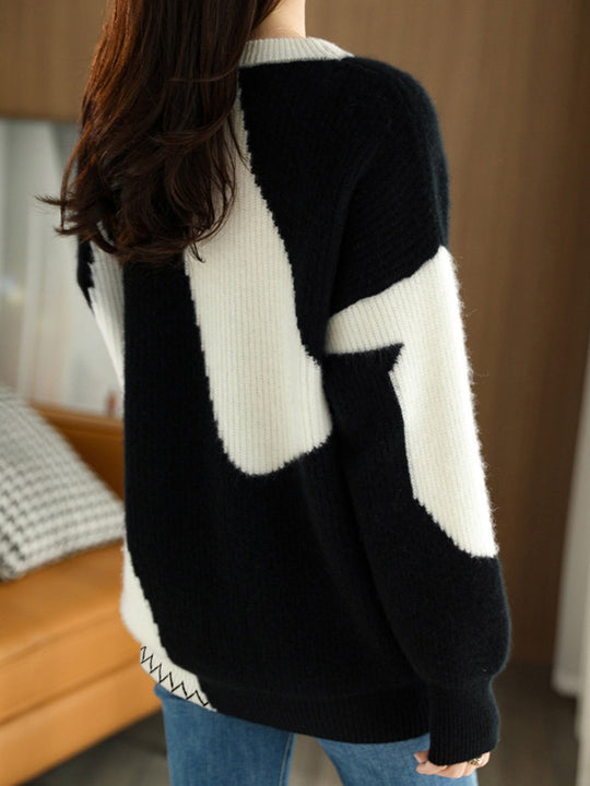 EB | Übergroßer Zebra-Print-Pullover für Frauen