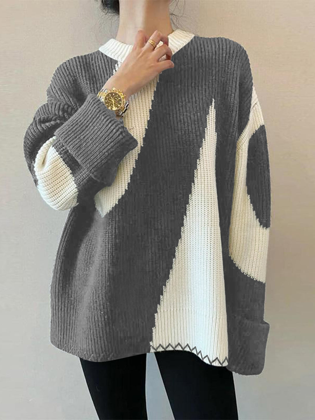 EB | Übergroßer Zebra-Print-Pullover für Frauen