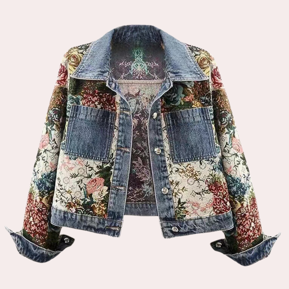 EB | Elegante Blumen Denimjacke für Damen für den Herbst