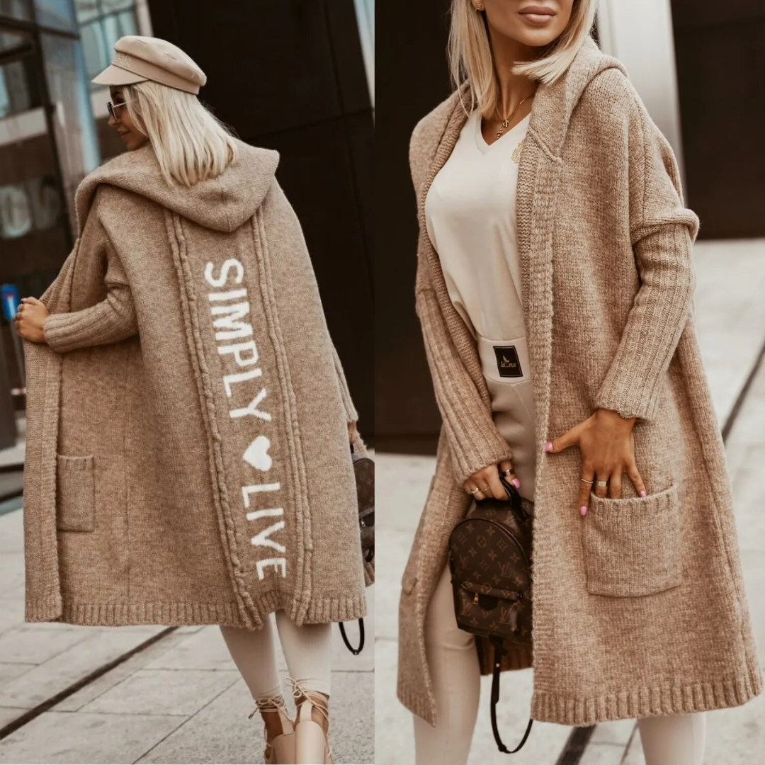 EB | langer Cardigan mit Kapuze Weich & Warm