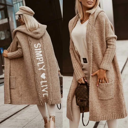 EB | langer Cardigan mit Kapuze Weich & Warm