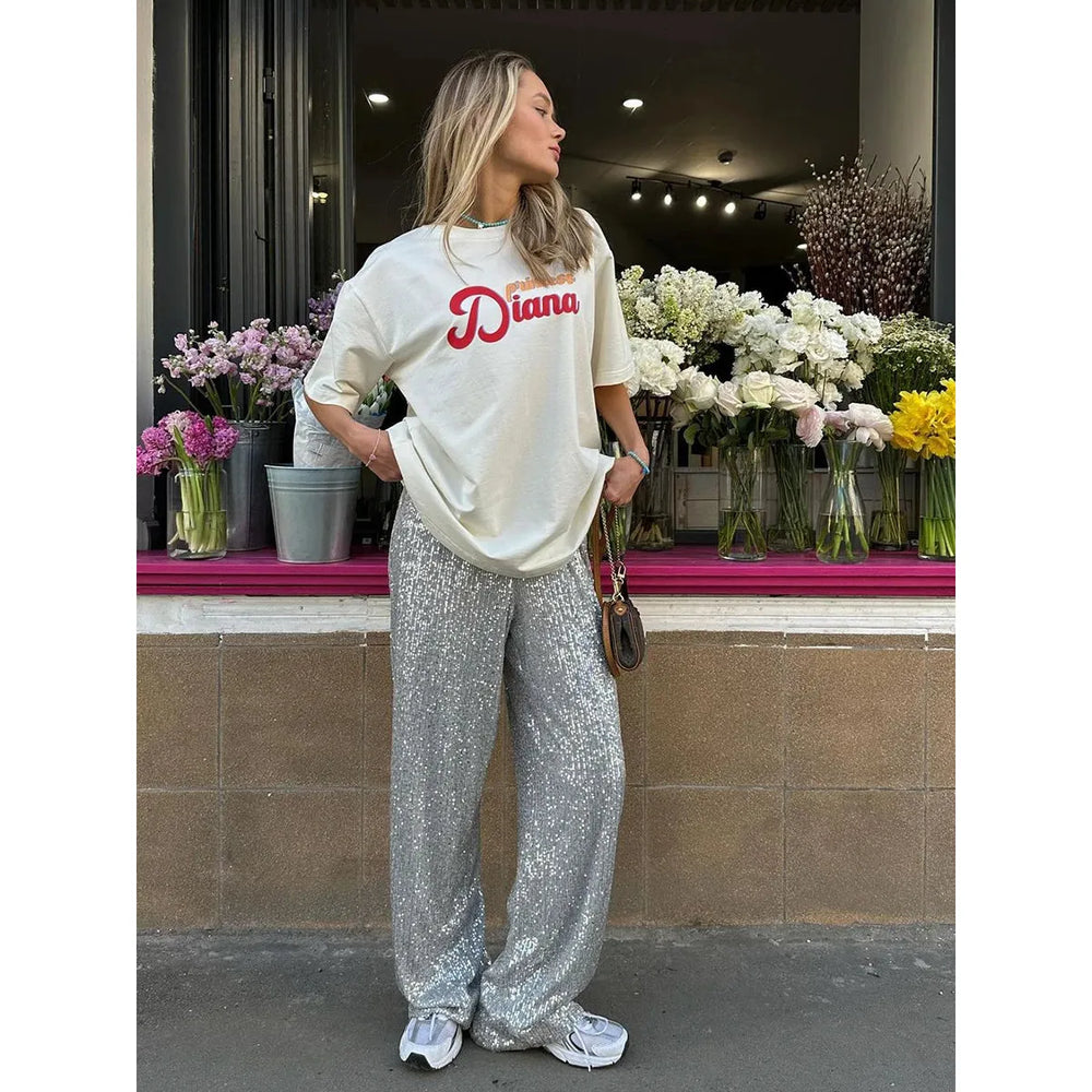 EB | Silberne Paillettenhose für festliche Anlässe