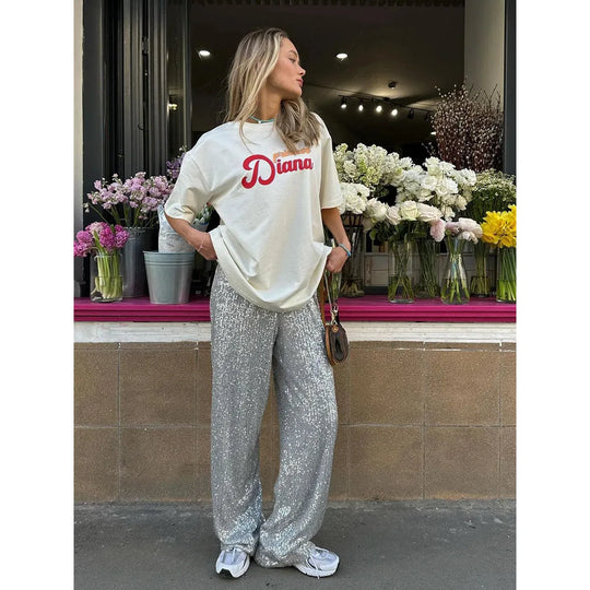 EB | Silberne Paillettenhose für festliche Anlässe