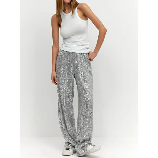 EB | Silberne Paillettenhose für festliche Anlässe