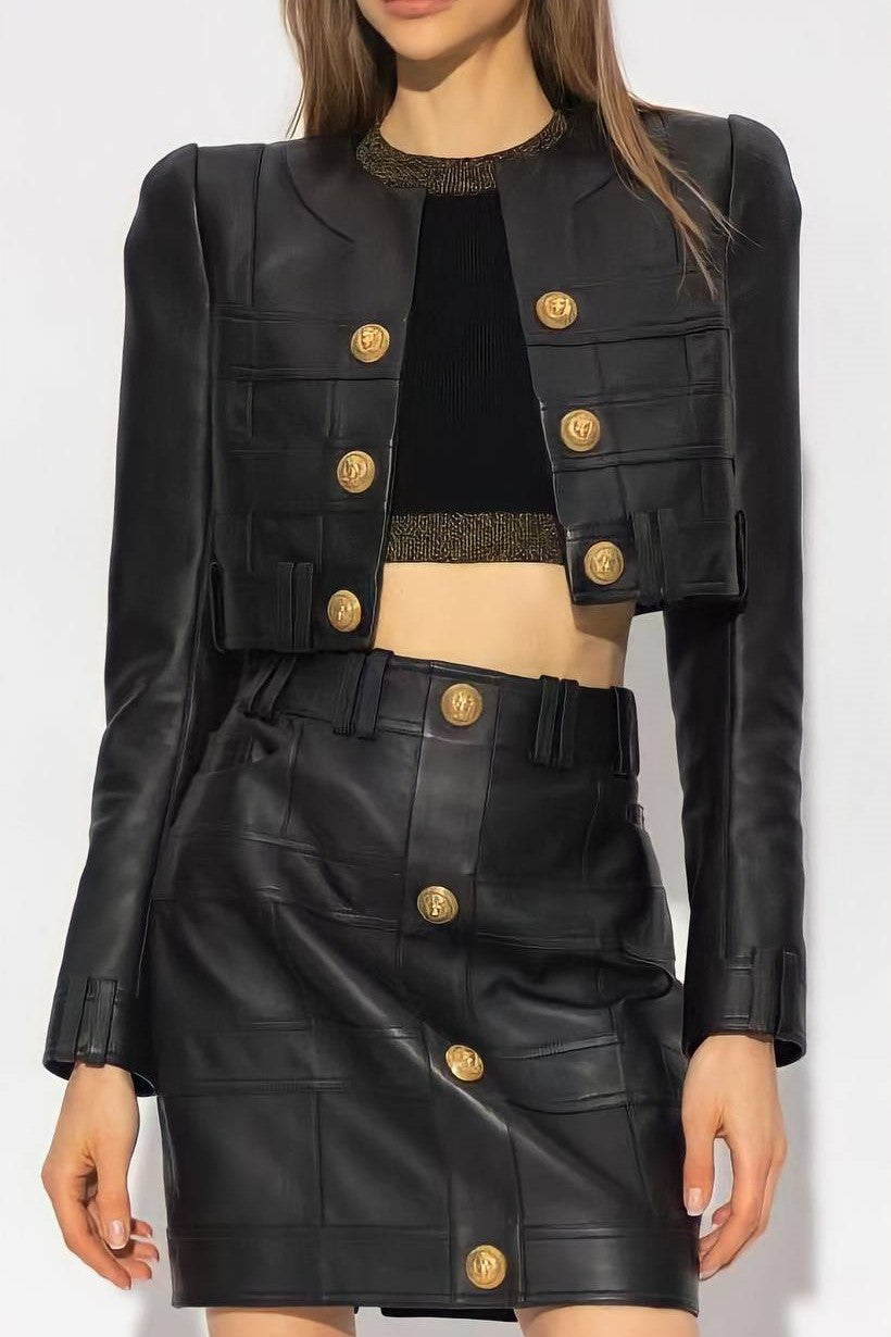 EB | Pu Jacke & Minirock Set