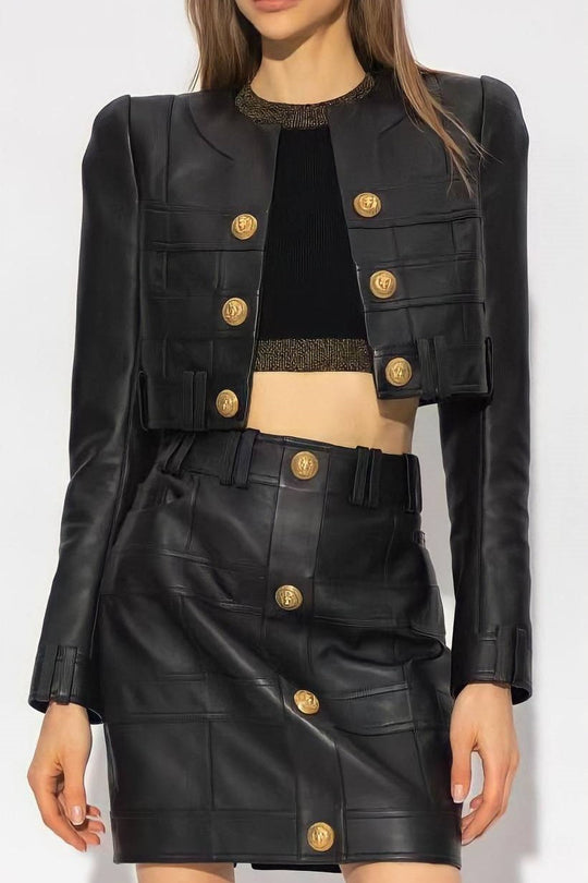 EB | Pu Jacke & Minirock Set